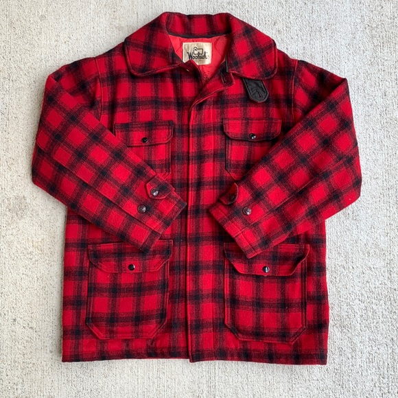 Woolrich Other - Woolrich Hunting Coat 42 Lined Red Black Plaid Wool